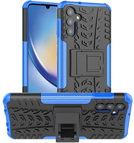 Verco Schutzhülle für Samsung Galaxy A34 5G Hülle, Armor Outdoor Handyhülle für Samsung A34 5G Case Panzer Hardcase [Cover geeignet für Baustelle], Blau