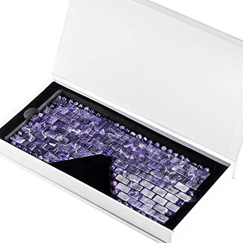 Amethyst-Augenmaske, Kühlende Jade-Schlafmasken, Natürlicher Lila Kristall,Augenmaske Mit Box