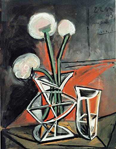 Pablo Picasso Vase 1943 A4 Poster on Canvas - Filmkunstposter in verschiedenen Größen für Wohn- oder Schlafzimmerideen. Randlose Kultfilmbilder, klassische ikonische 70er, 80er, 90er Jahre, Vintage-R
