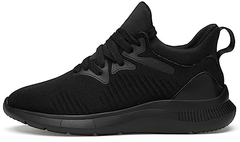TUMAHE Männer Unsichtbare Höhe Zunehmende Aufzug Schuhe, Leichte Atmungsaktive Sportliche Turnschuhe rutschfeste 2,14 Zoll Höhere Walking Trainer,8cm Black,43 EU