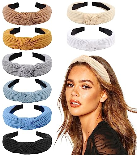 DRESHOW 8 Pièces Bandeau Cheveux pour Femme Boho Bandeaux Serre Tête Elastique Bandeaux avec Nœuds Cheveux Accessoires