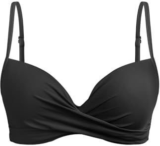 Aqua Eve Women Underwire Bikini Top Only - 2025 Push Up Swim Top Padded Bra Swimsuit, Black, Large