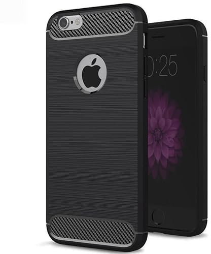 LFstore-IT COVER CARBON LOOK compatibile con APPLE iPhone 6 / 6S - CUSTODIA SILICONE NERO