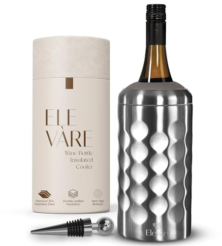 Elevàre Wine Cooler with Stopper | Up to 6-Hours Chill | Double-Walled Stainless Steel | Premium Gift-Ready Cooler for Wine & Champagne Lovers