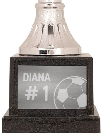 Wanapix | Trofeo Personalizzato con Testo | Coppa Grande con Targa Incisa (Scala di Grigi)| Premio Sportivo/Calcio/Competizione | 18 x 33 cm | Calcio