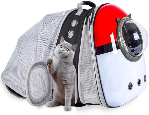 LAIRIES Doppelter erweiterbarer Katzenrucksack mit Verlängerung vorne und hinten, passend für bis zu 9 kg, Blasenkapsel, Hunderucksack für Reisen, Wandern und Outdoor