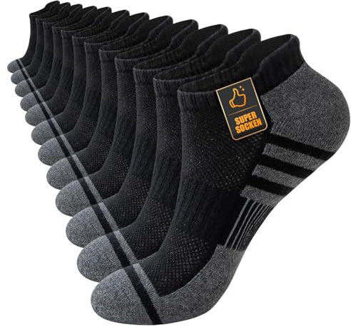 Stoeury Calcetines Tobilleros Hombre Mujer, 6 Pares Calcetines Cortos Verano Transpirables, Calcetines Deporte Antiampollas, Calcetines Running Hombre Algodon, ideales para Casa, Correr, Trabajo