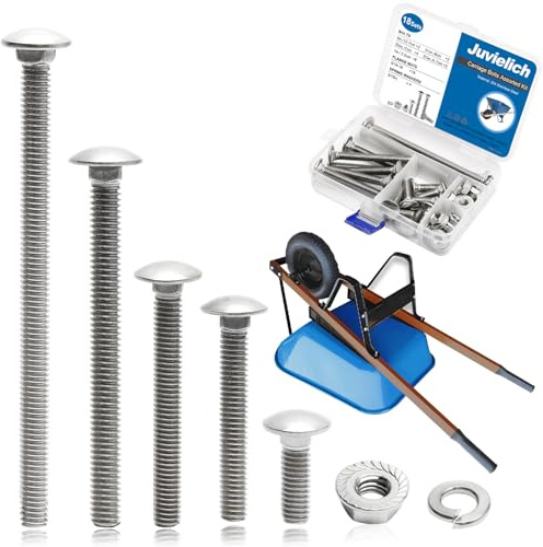 Kit di ricambio per maniglie per carriola, bulloni 5/16-18, in acciaio inossidabile 304, set di dadi e bulloni da 40 pezzi, kit assortito per ricostruzione di carriole, riparazione di mobili e