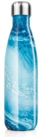 Bouteille d'eau Acier Inoxydable, Gourde Isotherme Réutilisable Gourde Inox sans BPA isolé à Bouteille Isotherme pour Froide Pendant 24heures, Chaude Pendant 12 Heures (Cosmique Bleu, 500ml)