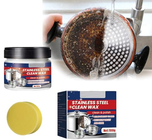 Pasta di pulizia in acciaio inox nano-tecnologico, detergente in acciaio inox e smalto per metalli, pulitore in acciaio inox, cera pura per pentole (1 pezzo)