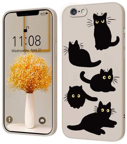 Creativo Cartone Animato Custodia Morbida in Silicone Compatibile con iPhone 6 Plus/iphone 6s Plus Cover, [Pattern Gatto] Anti Fall Protettivo Case,Bianco