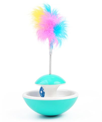 Interactive Cat Tumbler Toys, 3 IN 1 Interactive Cat Toy with Feather Teasers, Balls and Bells for Boredom Pet Kitten Toy Gift (Color Random)