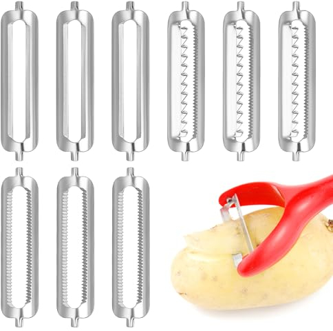 9 Pezzi Lame di Ricambio per Pelapatate Lame di Ricambio per Pelapatate a Lama Piatta Professionale, Lama per Pelapatate Turbo, Doppia Lama Originale in Acciaio Inox per Asparagi, Lame di Ricambio per