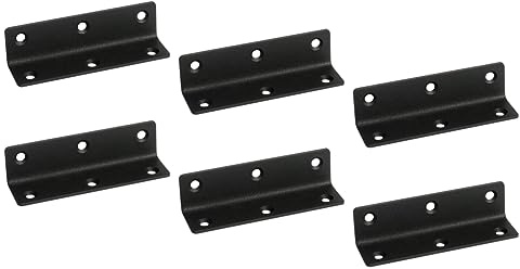 FEEIMOL 6 Stück Winkelverbinder Edelstahl Winkel Verbinder 90 Grad L Form Klammern Schwerlastwinkel Lochwinkel Holzverbinder Halterungen für Holzmöbel Tisch Stuhl Schwarz 27x100mm