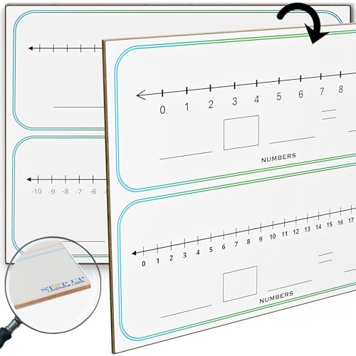 Dry Erase Number Line Lapboard 9x12 Double Sided White Board - 0-10, 0-20, Open and Negative Lines for Students, Classroom & Homeschooling