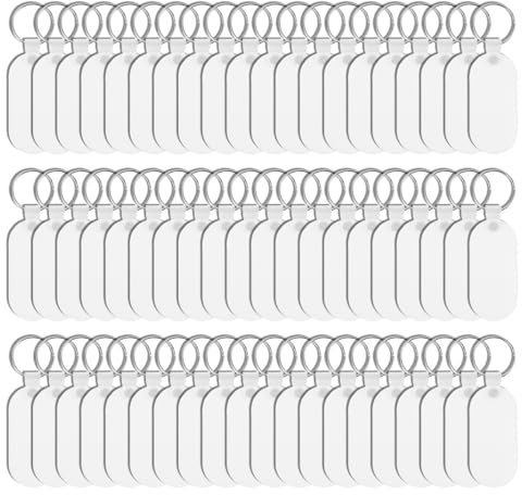 180st Sublimation Schlüsselanhänger Set, Doppelseitig 60 MDF Sublimationsrohlinge mit 120 Ringen und Clips Rohlinge Sublimationsdruck für Sublimationshandwerk zum Selbermachen