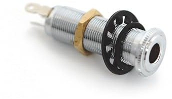 Guyker Stereo Long Threaded Output Jack - Pro Metal Guitar Bass Barrel Cylinder Input Output Jacks Plug Sockets with 3 Pins Replacement Part (1 Piece, Chrome)