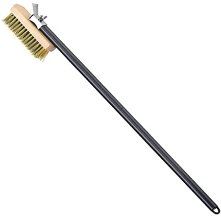 Oven Brush with Scraper, Oven Cleaning Brush Aluminum Alloy Long Handle Pizza Oven Brush with Scraper 80cm, Brush for Oven