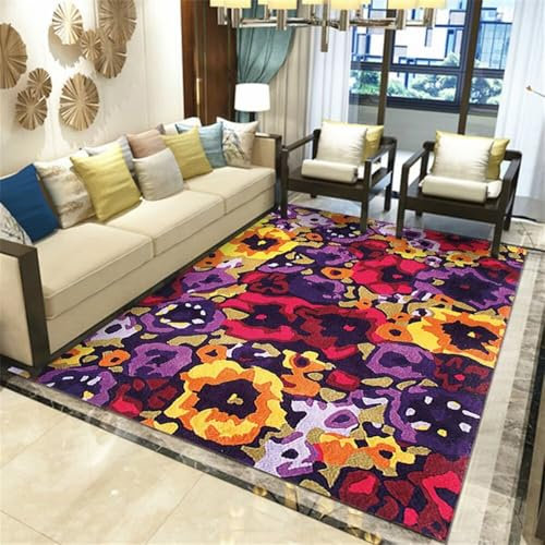 RUGMRZ Kinder Teppiche Abstrakter Teppich Im Wohnzimmer, Schlafzimmer, Flur, Arbeitszimmer Teppich Nach Maß Lila Brücken Teppich Läufer Rugs for Living Room 140X200CM