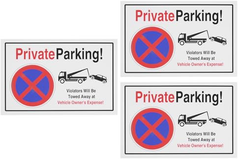 ECSiNG 3x Panneaux de Stationnement Privé Interdits Panneau de Rappel d'interdiction de Stationnement Panneau en Mousse Dure épaisse de 30x20x0,3cm Panneau de Stationnement Remorqué Version Anglaise