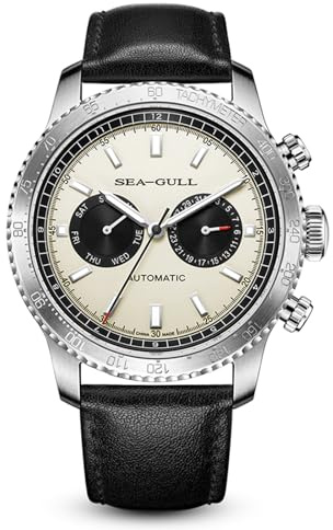 SEA-GULL Mechanische Herrenuhren, GMT Dual-Kalender, Panda-Auge, automatische Armbanduhr, Möwe ST2502, Tachymeter, leuchtend, 6177