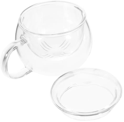 Cabilock 1 Juego vidrio Café exprés tazas de café reutilizables taza de té con infusor y tapa tapas filtros doble water filter water purifier colador de taza tazas de té con infusor y tapa