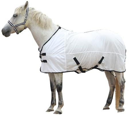 Leberna Atmungsaktives Netz-Fliegendecke, Standard-Hals, Sommerpferdedecke, Weiß, 1,52 m