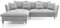 DomoHome Ecksofa Glam mit Schlaffunktion, Freistehend, Ottomane und Goldenen Füßen – Samtsofa im Glamour-Stil für Ihr Wohnzimmer, mit Zierkissen, 258x167x91cm, Linke Seite HELL GRAU