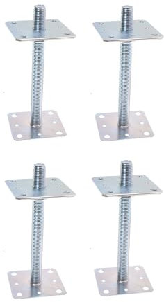 Aqbau® Lot de 4 Support De Poteau 110x110x250 pied de poteau reglable, hauteur réglable, support pergola, Support Poteau Acier,Support De Poteau À Visser Pour Poteaux, En Acier Galvanisé