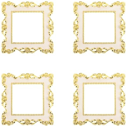 4Pcs Resin Single Light Switch Surround Socket Plate Cover Frame Rose Square Wall Socket Sticker Decor for Living Room, Office Decoration(Gold)