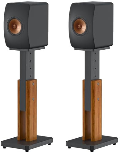 Paire de Supports d'enceintes réglables en Hauteur pour KEF LS50 Meta - Socle de Sol renforcé Finition Bois pour KEF LS50 Meta et LS50 Wireless II - Capacité de Charge : 22,7 kg (50 lbs)