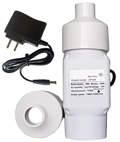 RWSXY Inline Duct Fan 2 Inch 12V Plastic Air Diffuser Blower 18W Mini Air Circulation Exhaust Fan For Carbon Filter Vents Grow Tents Basements