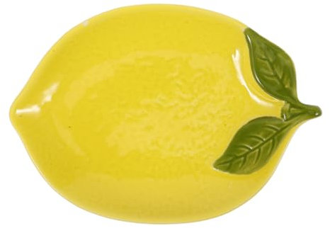 TOPPERFUN Assiette à Citron en Céramique Plat à Dessert Mignon Multifonctionnelle pour Fruits Maison Réceptions Lot de 2 Assiettes