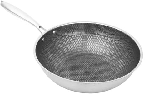 CIYODO Padella Wok Antiderente in Acciaio Inossidabile Padella Profonda per Friggere Verdure e Carne Utensile per a Induzione