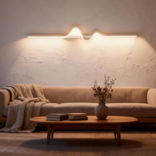 niuniaj LED Wandlampe innen 20W 2000LM Wandleuchte Dimmbare 120CM Longue | Wandbeleuchtung mit Fernbedienung,10%-100%,3000K-6000K, für Schlafzimmer Korridor Wohnzimmer Treppe Kinderzimmer Büro Küche