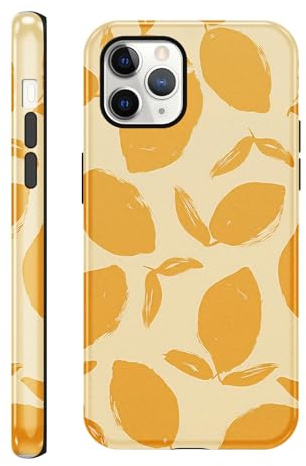 Knrlqim 2 in 1 für iPhone 11 Pro Hülle 5,8, Handyhülle Zitronen Aesthetic Muster Motiv, Silikon Stoßfest Weiche Schutzhülle, Zweischichtige Stoßfest Print Cover Case für iPhone11 Pro, Sommer