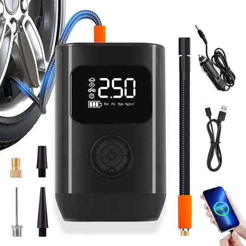 OFFAXE Elektrische Luftpumpe, Fahrradpumpe Elektrisch, Luftpumpe 1500 mAh, Aufpumpen mit Fester Fördermenge 150PSI Akku Luftpumpe Tragbarer mit für Auto Motorrad Fahrrad Ball Reise Camping