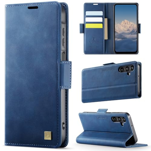 Teeirllim Coque pour Samsung Galaxy A14 5G, [RFID Blocage] Etui Protection Housse Premium en Cuir PU, Pochette de Portefeuille Etui à Rabat Flip Case pour Samsung Galaxy A14, Bleu