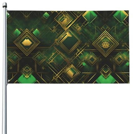 Drapeau simple face imprimé à carreaux noirs et verts – 0,9 x 1,5 m Drapeau décoratif intérieur/extérieur (mât non inclus)