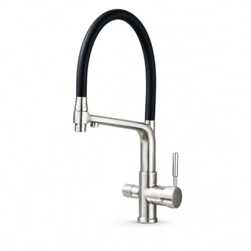 Ari 3-Wege Küchenarmatur Mit Ausziehbarer Brause Wasserfilter Anschluss Spültischarmatur 360 Grad Drehbar Edelstahl 2 Strahlarten Flexible