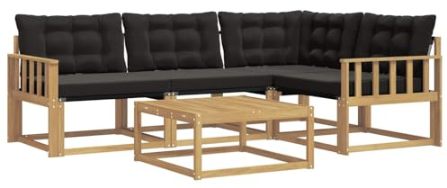 vidaXL Outdoor-Sofagarnitur 5 pcs Weiß und Schwarz 79 x 79 x 37 cm, Moderne Garten-Sofa-Garnitur, langlebige Möbel, schicker Akazienholz-Sitz, Bequeme Terrassen-Lounge