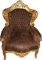 Casa Padrino Barock Sessel Braun/Gold 85 x 85 x H.120 cm - Luxus Barock Möbel