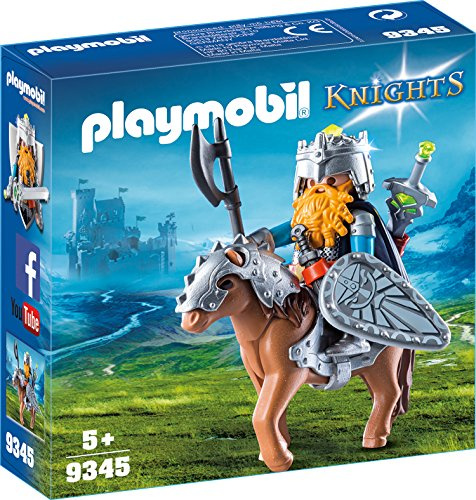 Playmobil 9345 Knights Dwarf Fighter with Pony with Removable Armour, Fun Imaginative Role-Play, PlaySets Suitable for Children Ages 4+