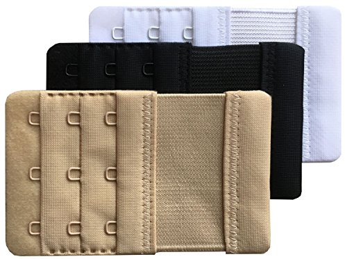 Chanie Damen Packung mit 3 Weich Komfortabel Erweiterung 3 Haken BH-Verlängerer, 9,4cm x 5,6cm