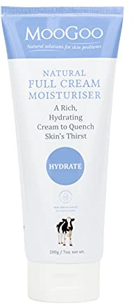 MooGoo Full Cream Moisturiser - Rich Hydrating Cream for Dry, Sensitive Skin – Paraben-Free, Phenoxyethanol-Free - Face & Body, All Ages - 200 g