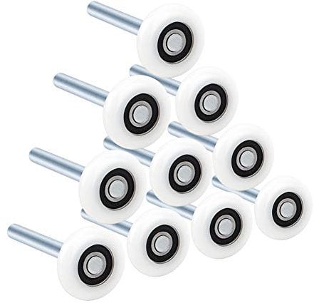 INCREWAY Lot de 10 roulettes de porte de 5,1 cm à 11 billes en nylon avec tige de 10,2 cm, polissage de surface galvanisé, pour porte de volet électrique d'entrepôt industriel