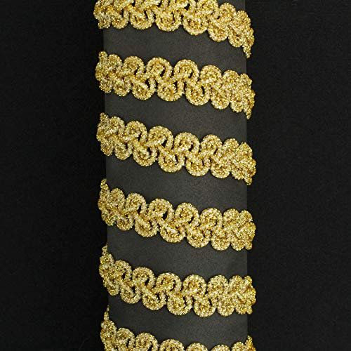 PASAMANERIA CORDÓN METALIZADO BORDADO TRICOT 15mm (ORO, 10 METROS)