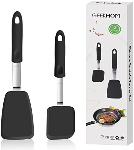 Silicone Spatula Turner for Nonstick Cookware - GEEKHOM 600°F Heat Resistant Flexible Kitchen Spatula, Small Cooking Utensils Non Scratch Spatulas, Accessory for Burger, Egg, Baking