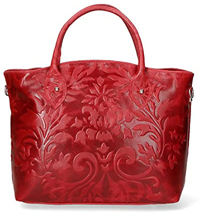Chicca Borse Borsa tote donna borsa a mano in pelle camoscio stampato borsa media italiana - Rosso