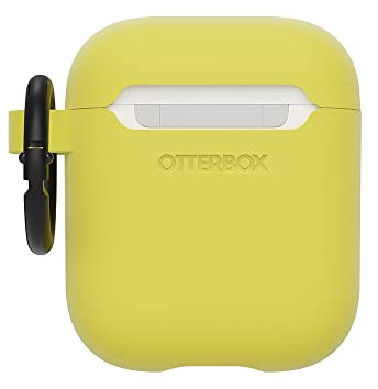 OtterBox Soft Touch Kopfhörer Hülle für AirPods (1. Gen 2016/2. Gen 2019), stoßfeste, sturzsichere, ultraflache, Kratz- und Abriebfeste Schutzhülle für Apple AirPods, inklusive Karabiner, Gelb